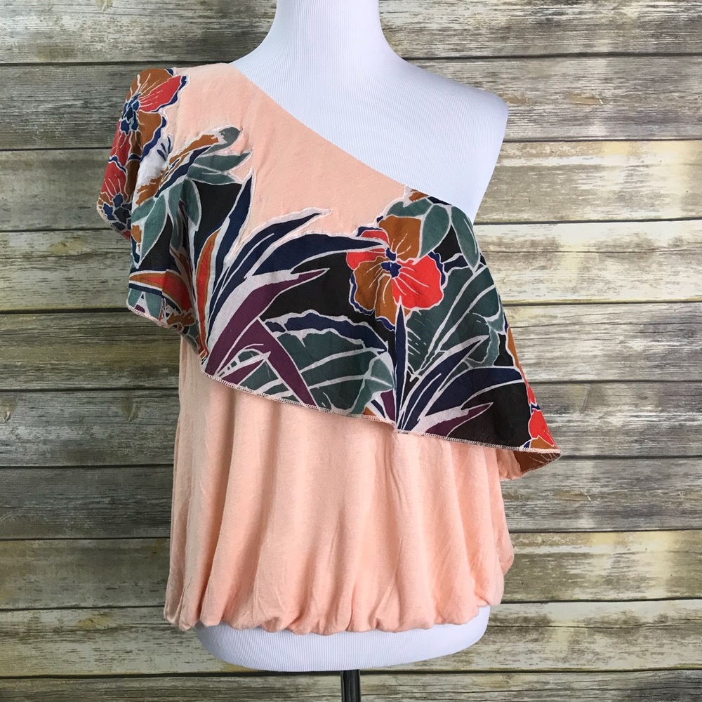 Free People Annka Floral One Shoulder Bubble Top - Picture 2 of 4